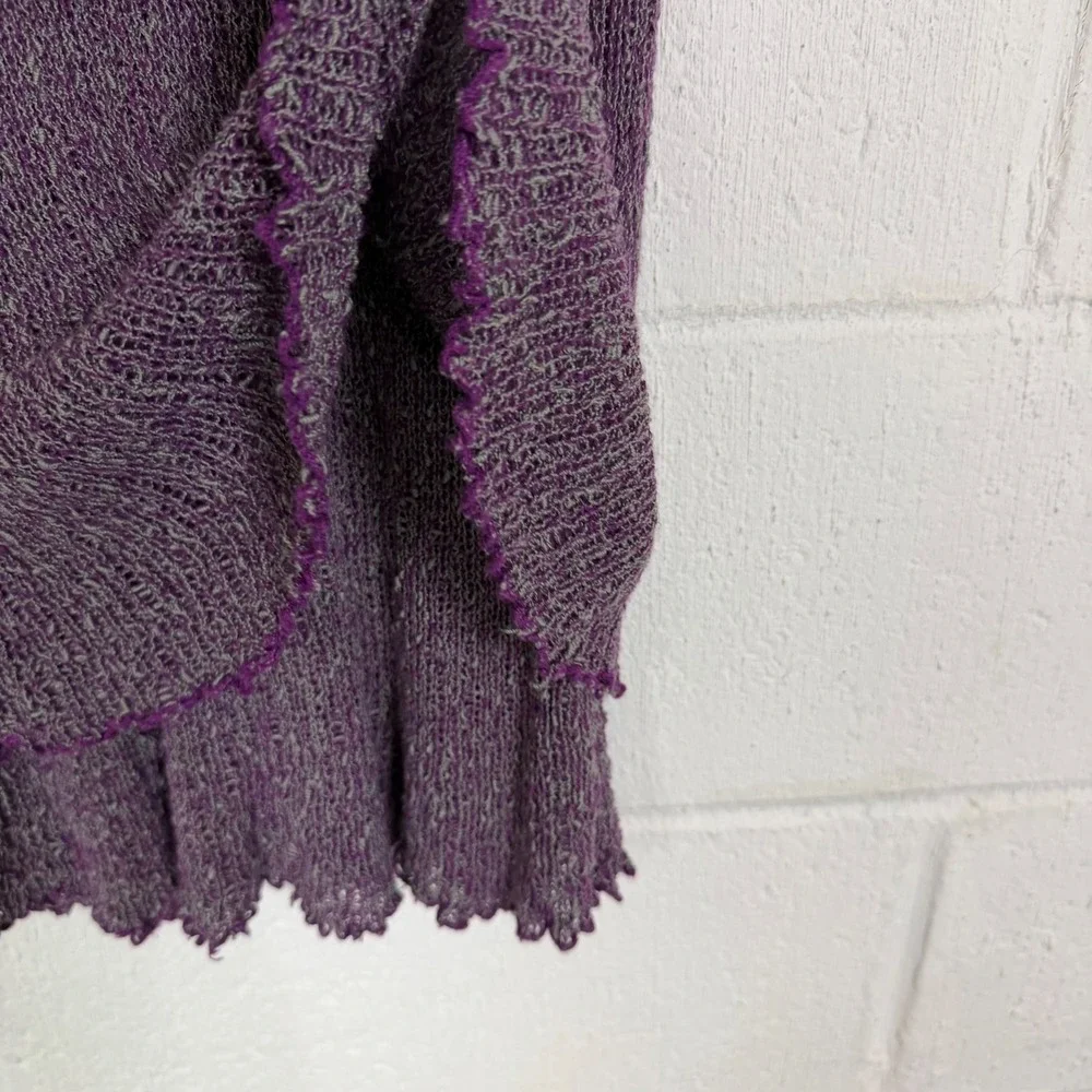 Womens Purple Bamboo Open Knit Cardigan Set Size 22W Asymmetric Boho Lagenlook
